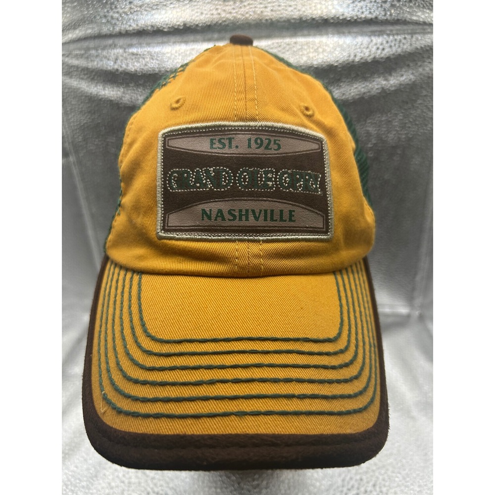 Noble Wear Grand Ole Opry Nashville Trucker Hat Yellow Green Snapback Mesh Cap